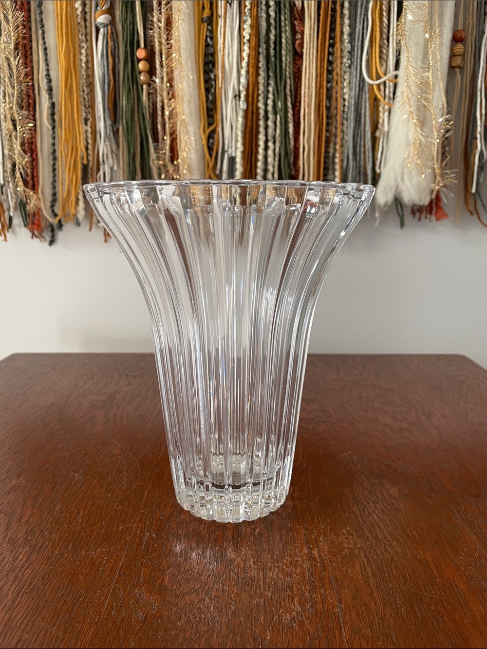 Clear flared elegant vase - thick heavy glass